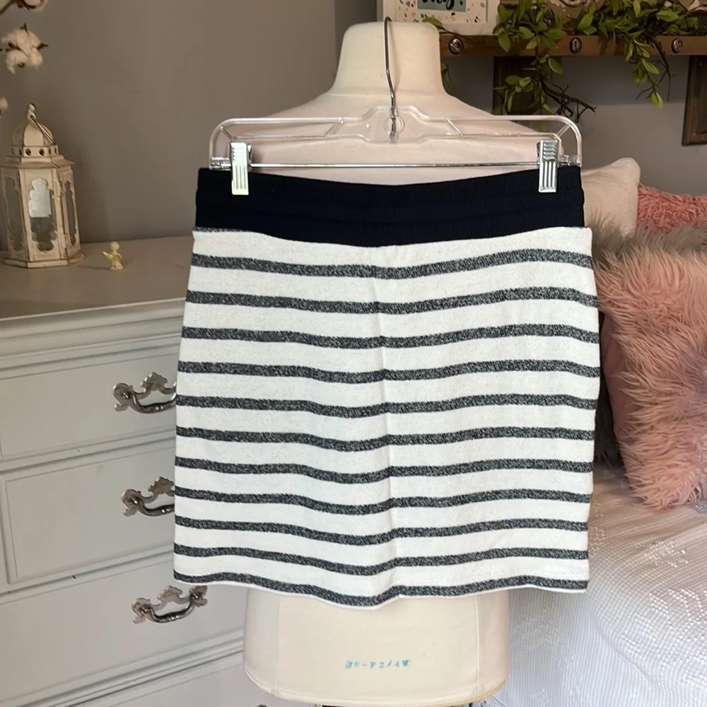 Skort Knit Skirt Black Cream Drawstring